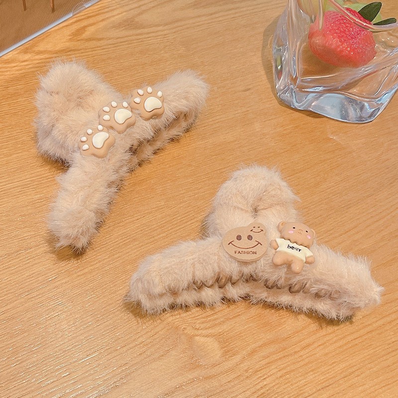 Kẹp Tóc Hình Cá Mập Phủ Lông Thời Trang Thu Đông 2023 Cho Nữ