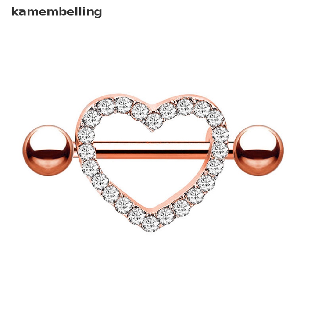 Kamembelling 1 Cặp Núm Vú Giả Đính Đá Zircon Hình Trái Tim Sáng Bóng Quyến Rũ Cho Nữ EN