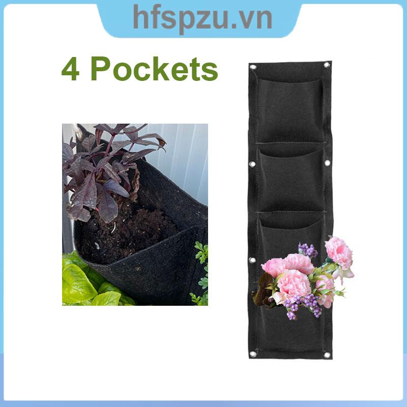 Túi Trồng Cây 4 Ngăn Treo Tường Màu Đen VNH2