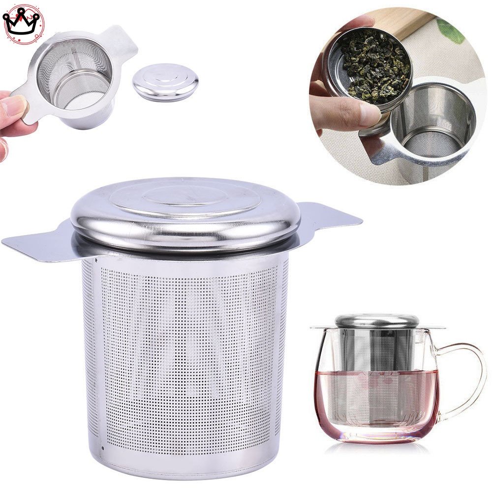 Dụng Cụ Lọc Trà Bằng Thép Không Gỉ Có Thể Tái Sử Dụng Kèm 2 Nắp Đậy Và Dụng Cụ Lọc Trà / Cà Phê