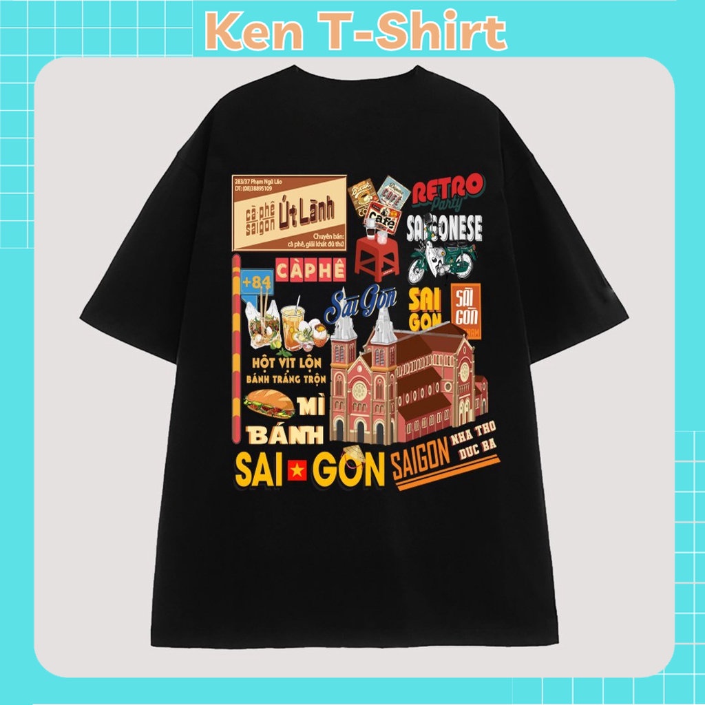 Áo Thun Nam Nữ Form Rộng Tay Lỡ Sài Gòn Xưa, Áo Thun Ken T-Shirt 1146