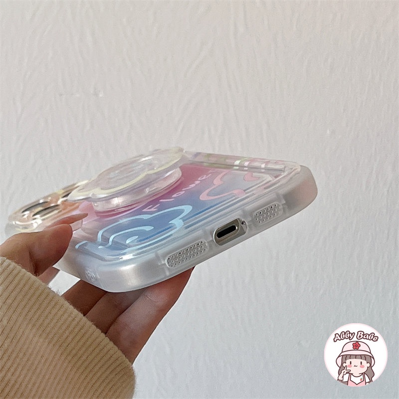 Ốp Điện Thoại TPU Mềm Chống Mồ Hôi Có Giá Đỡ Kim Loại Hình Hoa Cho IPhone 14 Pro Max 13 12 11 Pro Max