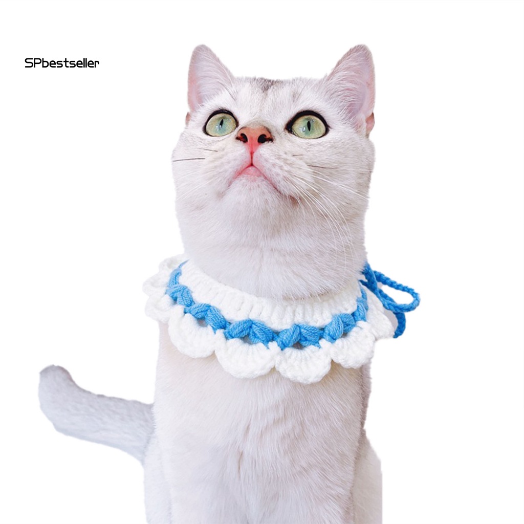 Khăn Choàng Cổ Bằng Cotton Sữa Đan Hai Màu Sắc Cho Thú Cưng