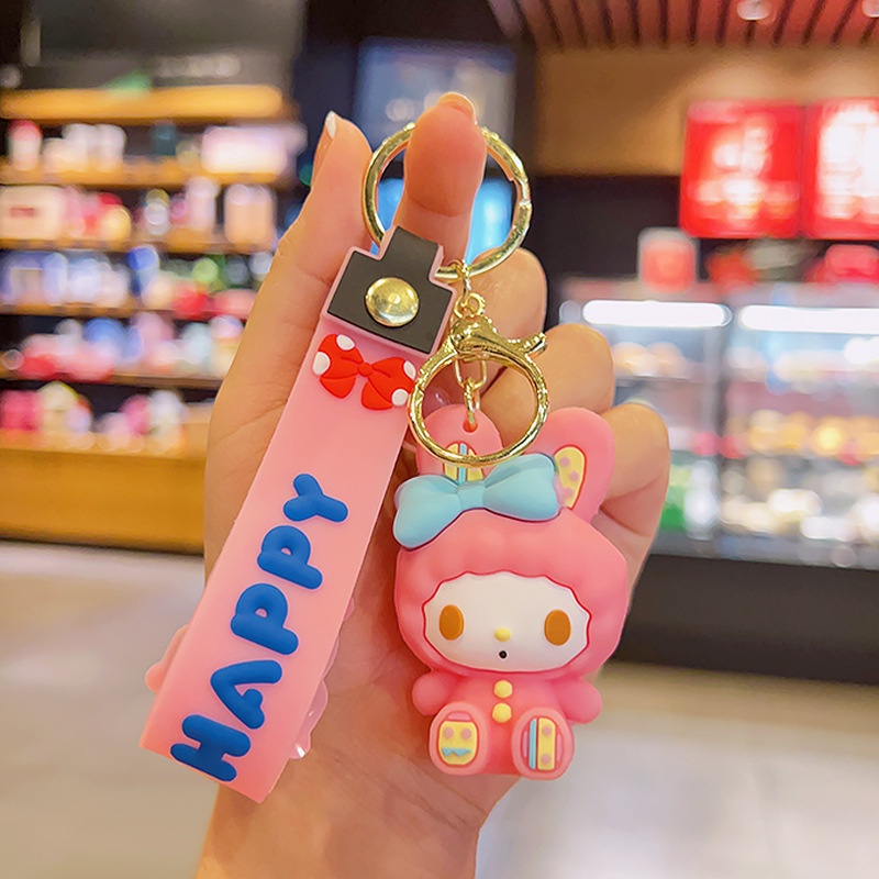 Móc Khóa Hình Búp Bê Sanrio Kuromi Melody Cinnamonroll Dễ Thương Cho Bé Gái