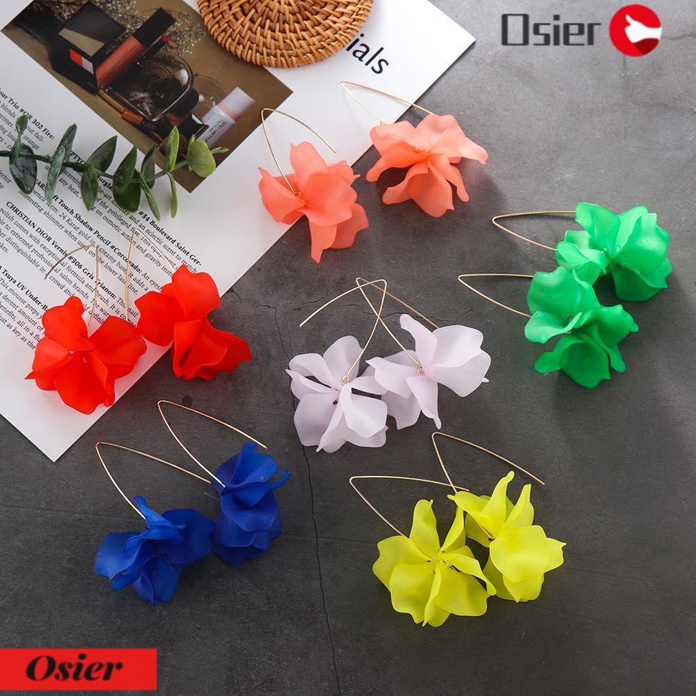 1 Bông Tai Dáng Dài Hình Hoa Thanh Lịch Handmade Thời Trang Cho Nữ