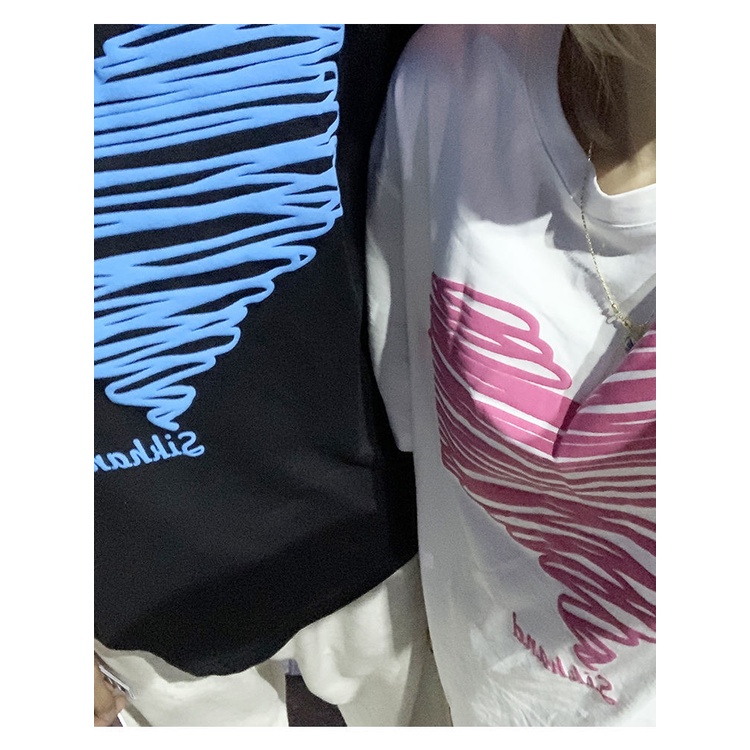 Áo Thun Nữ Ngắn Tay In Hình Trái Tim Phong Cách Mới