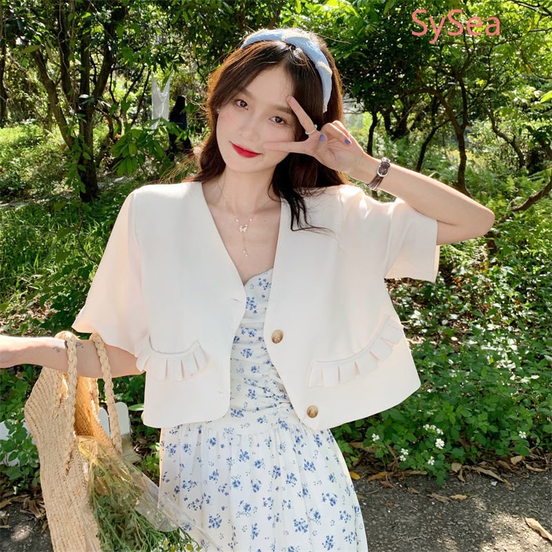 Áo Kiểu Tay Ngắn Cổ Chữ V Phối Ren Thời Trang Mùa Hè Cho Nữ