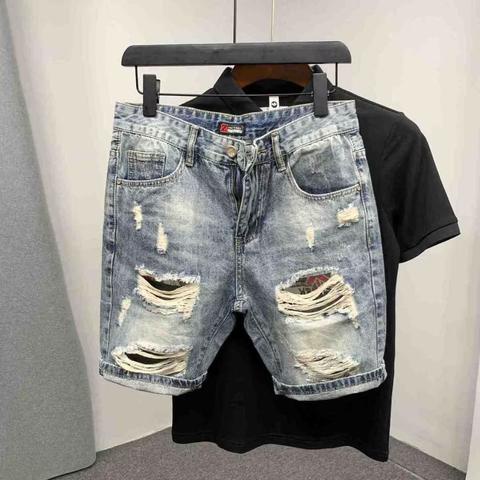 Quần Short Jeans Lưng Vừa Dáng Rộng Có Khóa Kéo Thời Trang Mùa Hè Cho Nam