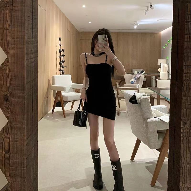 COZOK Đầm Không Tay Màu Đen Quyến Rũ Thời Trang