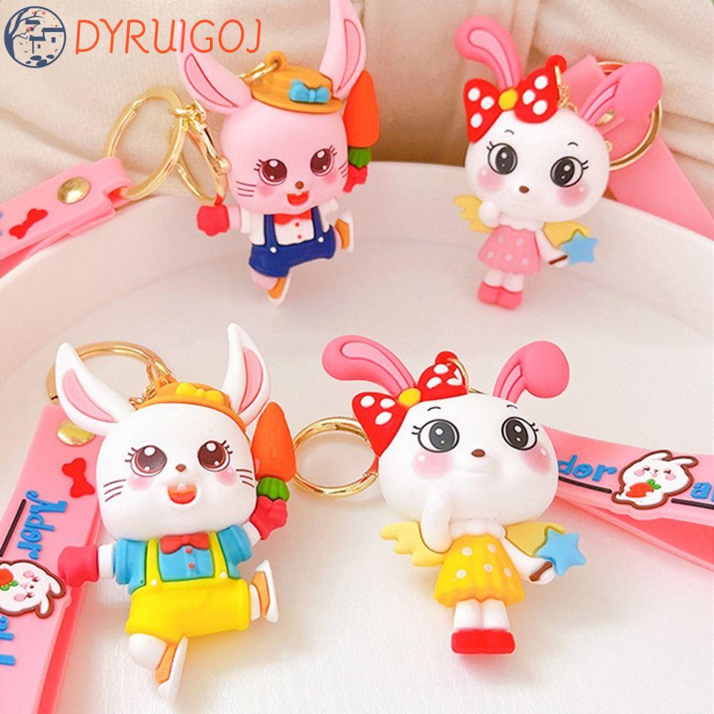 Móc Khóa Hình Thỏ Và Cà Rốt Bằng Nhựa PVC Dễ Thương