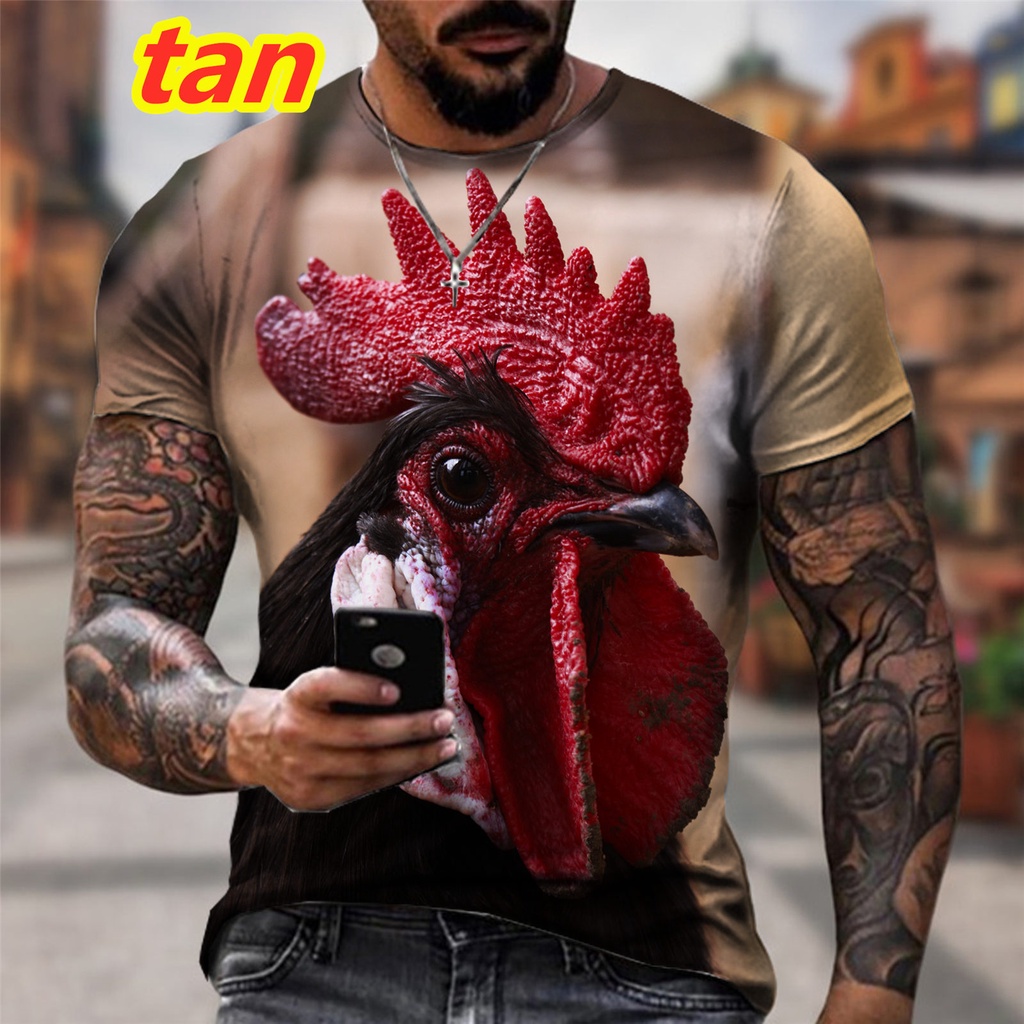 Áo Thun Ngắn Tay In Hình Gà Rooster 3d Thời Trang