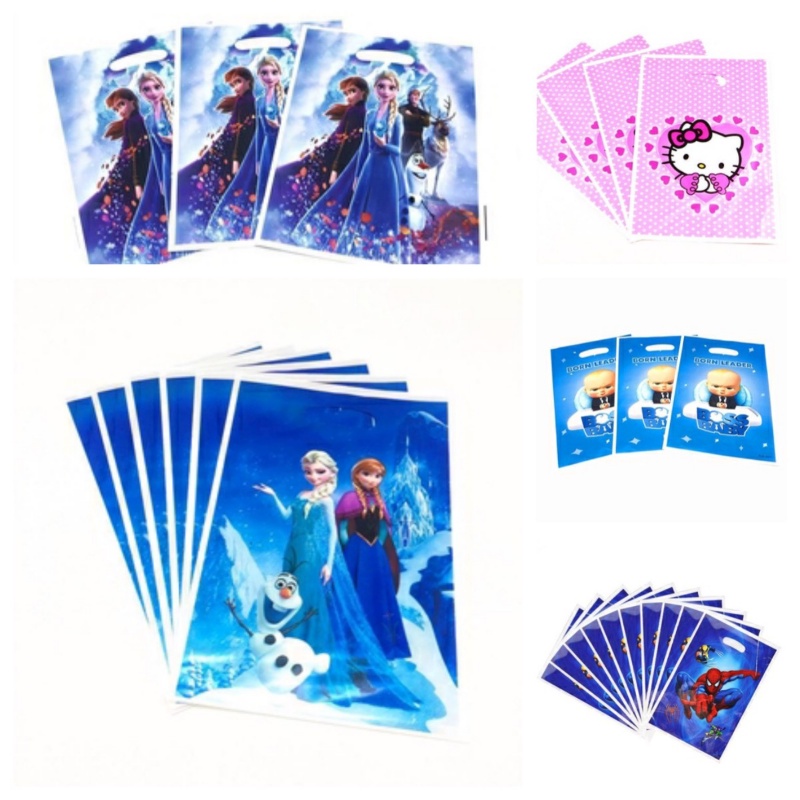 DISNEY Set 10 Túi Nhựa Đựng Kẹo In Hình Công Chúa Elsa Anna Dễ Thương