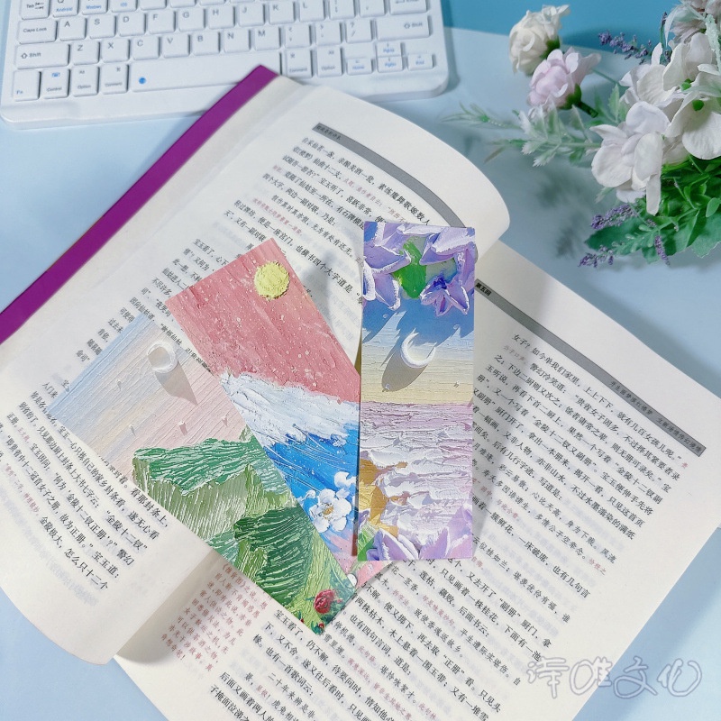 Hộp 32 Thẻ Đánh Dấu Trang Sách Hình Tranh Sơn Dầu