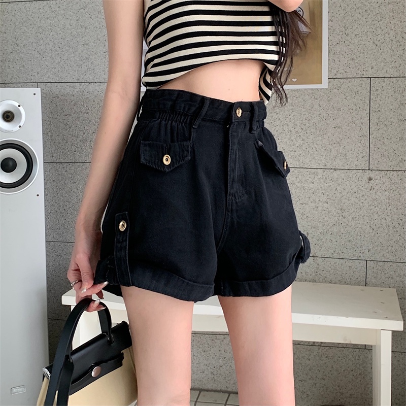 Quần Short Jean Nữ Lưng Cao Ống Rộng Thời Trang Hàn Quốc