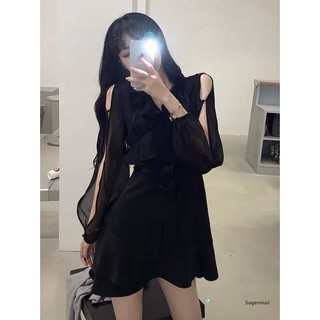 SUGEMIUSI Đầm Tay Dài Ôm Eo Vừa Vặn Thời Trang Xuân Thu Kiểu Mới Cho Nữ