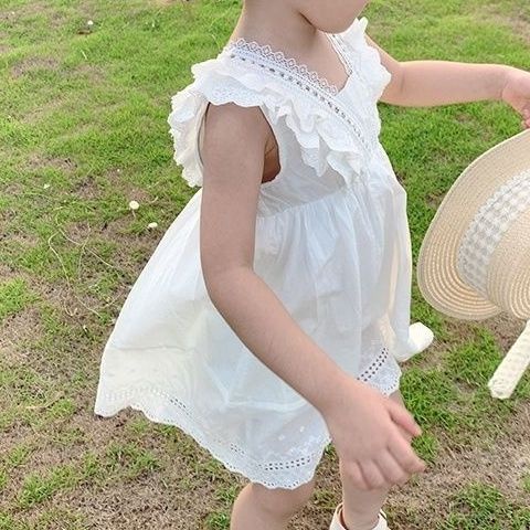 Đầm Công Chúa Ren Trắng Mềm Thoáng Khí Phong Cách Nhật Hàn Thời Trang Mùa Hè 2023 Dành Cho Bé Gái