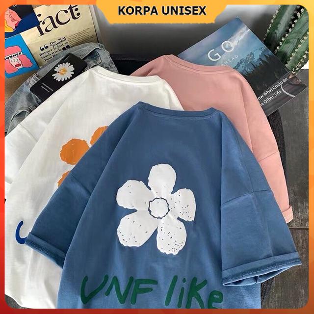 Áo thun tay lỡ form rộng hoa UNF Like - Unisex nam nữ đều mặc được