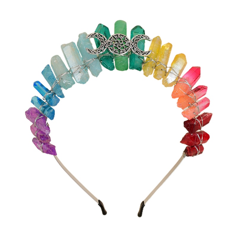 Flgo Băng Đô Cài Tóc Đính Pha Lê Hình Vương Miện Mặt Trời Mặt Trăng Phong Cách Vintage Dành Cho Cô Dâu Trong Tiệc Cưới