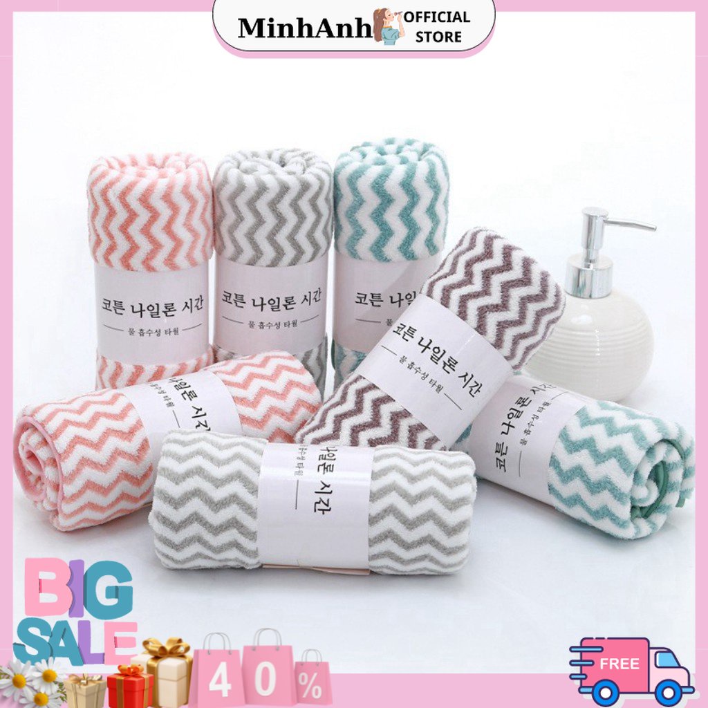 Khăn Mặt Lông Cừu Hàn Quốc 50x35cm (Có Dòng Kẻ),MinhAnhStore phân phối sỉ lẻ mỹ phẩm