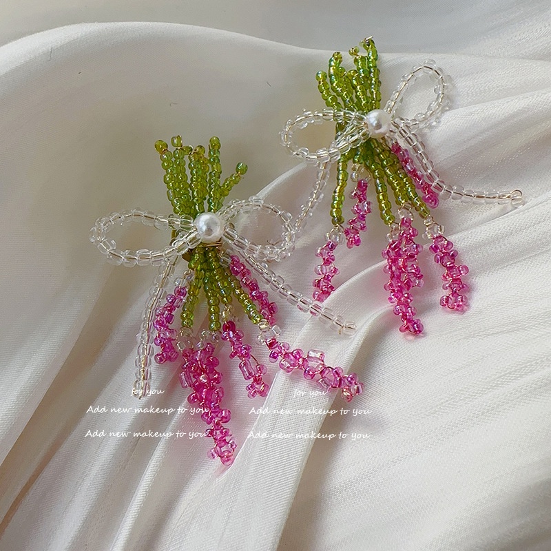 Korean drama sweet lavender bouquet romantic earrings