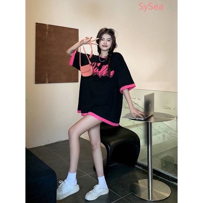 Áo Thun Cổ Tròn Dáng Rộng In Chữ Plus Size Thời Trang Mùa Hè Cho Nữ