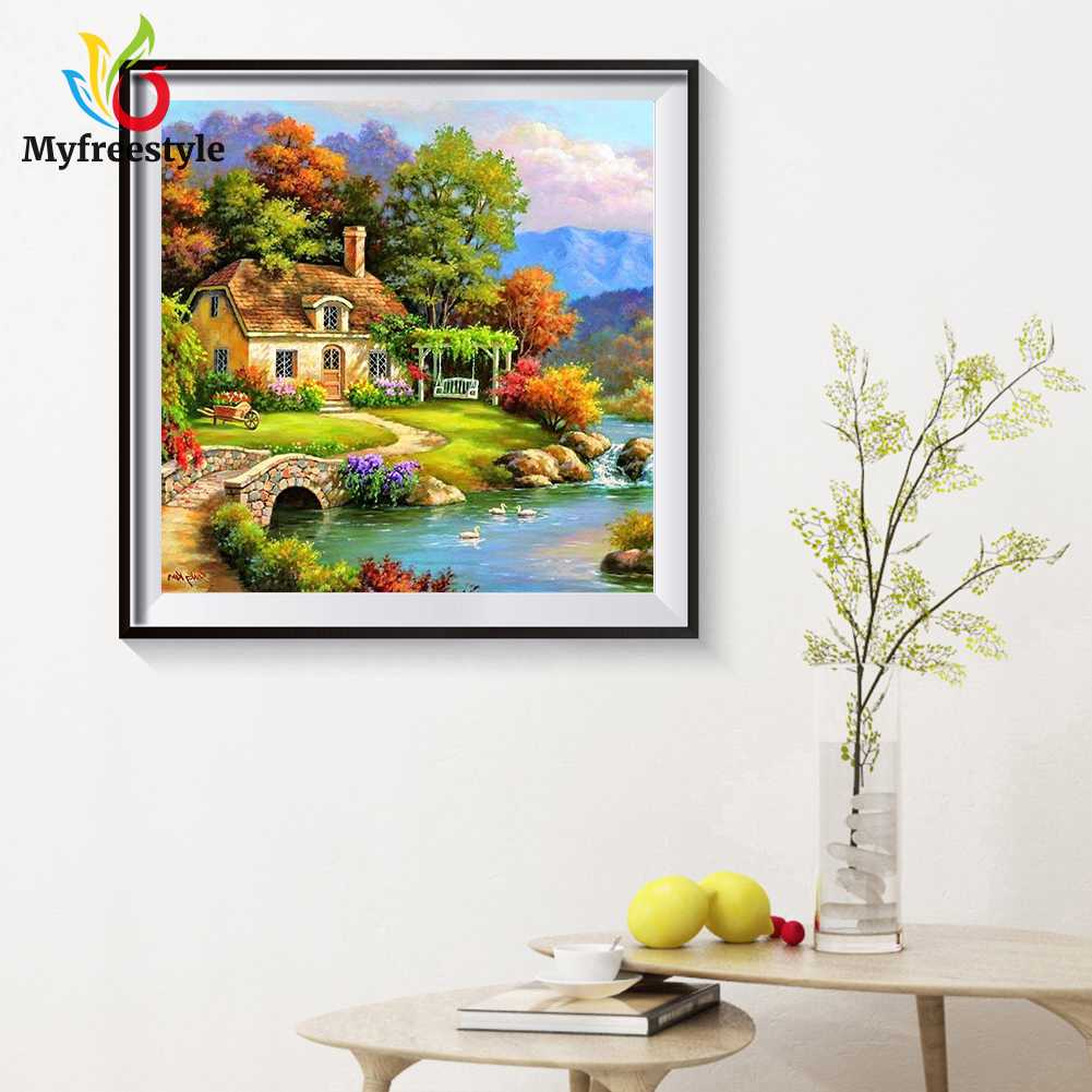 30 X 30cm Tranh Đính Đá Kim Cương Toàn Bộ 5D Diy Hình Vẽ Làng Quê Thư Giãn