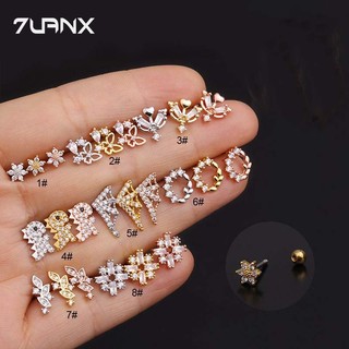 7uanX 1 Khuyên Tai Hình Hoa Bằng Thép Không Gỉ Thời Trang