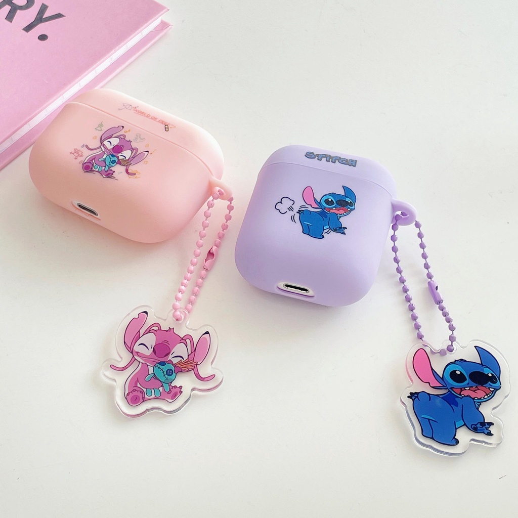Vỏ Bảo Vệ Hộp Sạc Tai Nghe Airpods Pro 1 / 2 3rd Pro2 Bằng Silicon Mềm Họa Tiết Hoạt Hình Stitch Dễ Thương