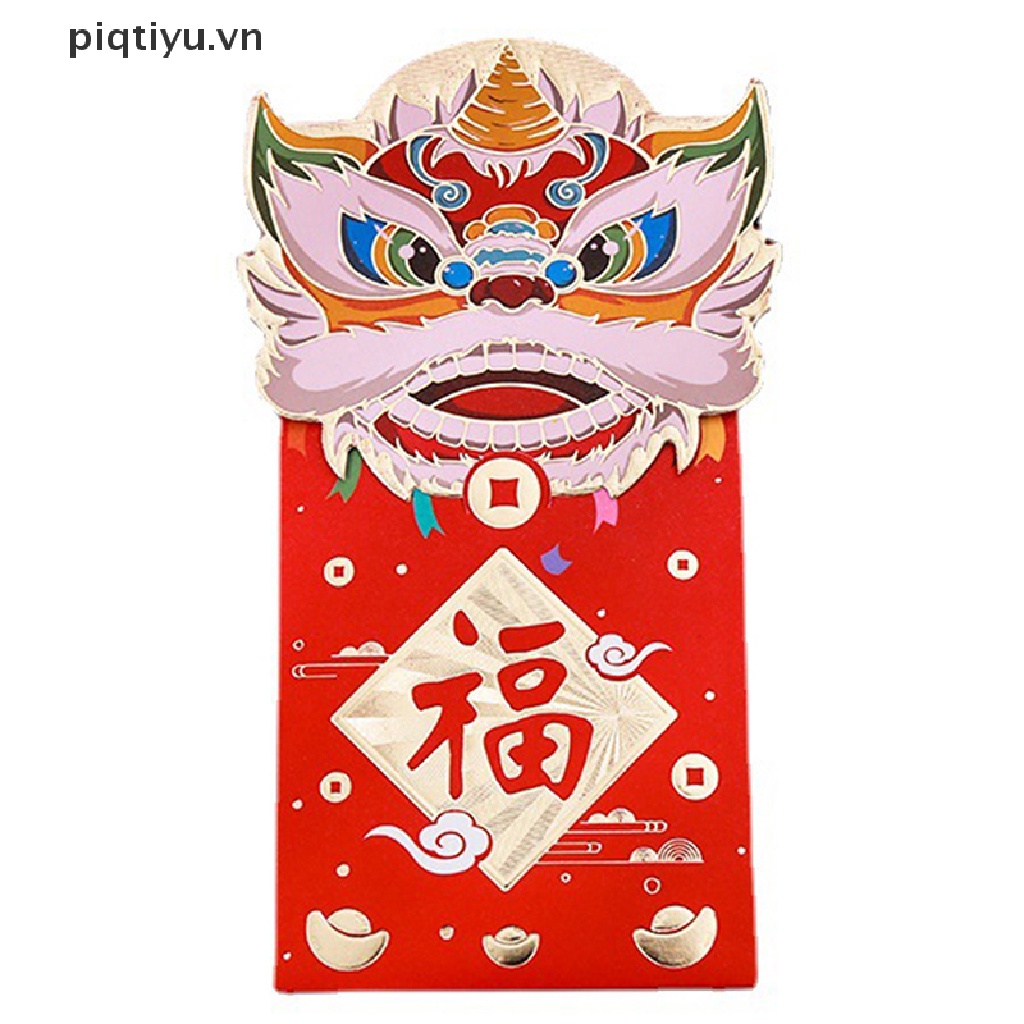 1 Cặp Bao Lì Xì Năm Mới 2023 Bằng Nhựa PP In Họa Tiết Thỏ / Sư Tử Hoạt Hình