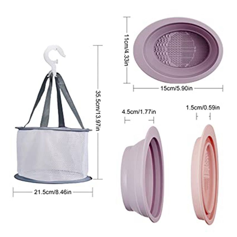 Bộ Bàn Chải Silicone Làm Sạch Cọ Trang Điểm Kèm Túi Khô Nhanh