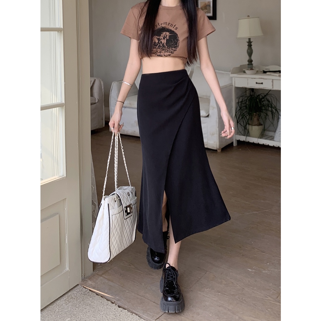 Chân Váy Xẻ Tà Lưng Cao Thời Trang Mùa Hè Hàng Mới Dành Cho Bạn Nữ