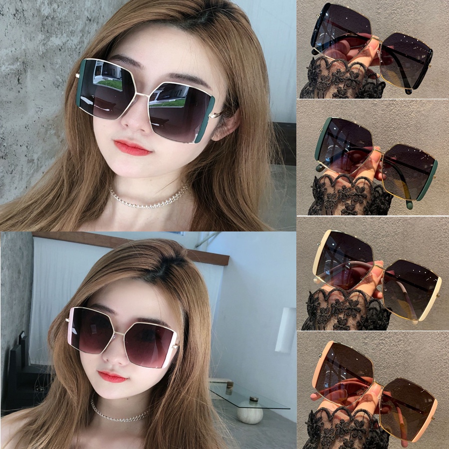 Kính Mát Gọng Vuông Kim Loại Chống Tia UV400 Thời Trang Sang Trọng Cho Nữ