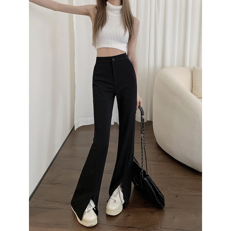 SUXI Quần Dài Lưng Cao Ống Loe Ôm Dáng Co Giãn Tốt Thời Trang Cho Nữ