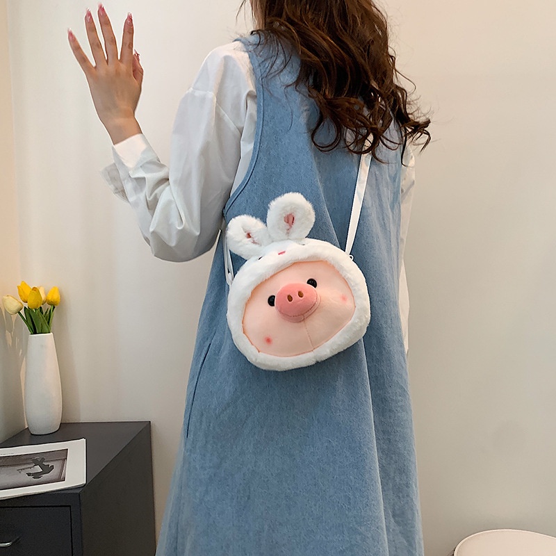 Túi Đeo Chéo Nhỏ Bằng Vải Bông Họa Tiết Hoạt Hình Dễ Thương Cho Nữ