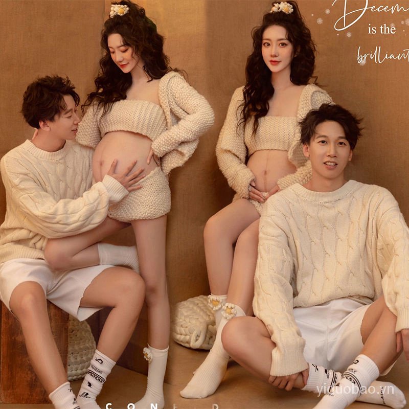 Áo Sweater Dày Dặn Chủ Đề Chụp Ảnh Nghệ Thuật Phong Cách Mới Cho Cặp Đôi Mang Thai