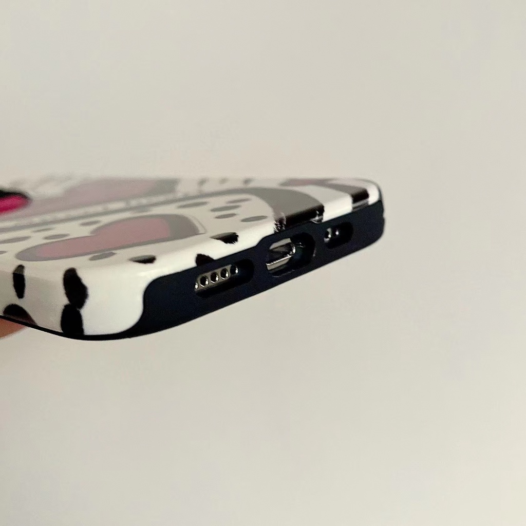 Ốp Điện Thoại TPU PC Silicon Chống Rơi Chống Sốc Hình Trái Tim Màu Đen Cho iPhone 14 13 12 11 Pro Max