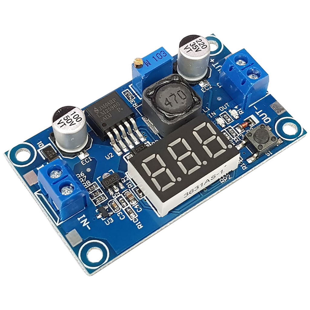 Module giảm áp từ 2.5 - 40V sang 1.25 - 37V 3A có đèn LED hiển thị LM2596