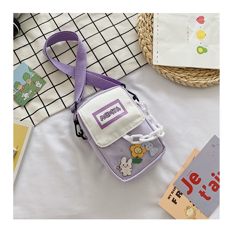 Túi Đeo Chéo Bằng Vải nylon Hình Vuông Nhỏ Nhắn Dễ Thương