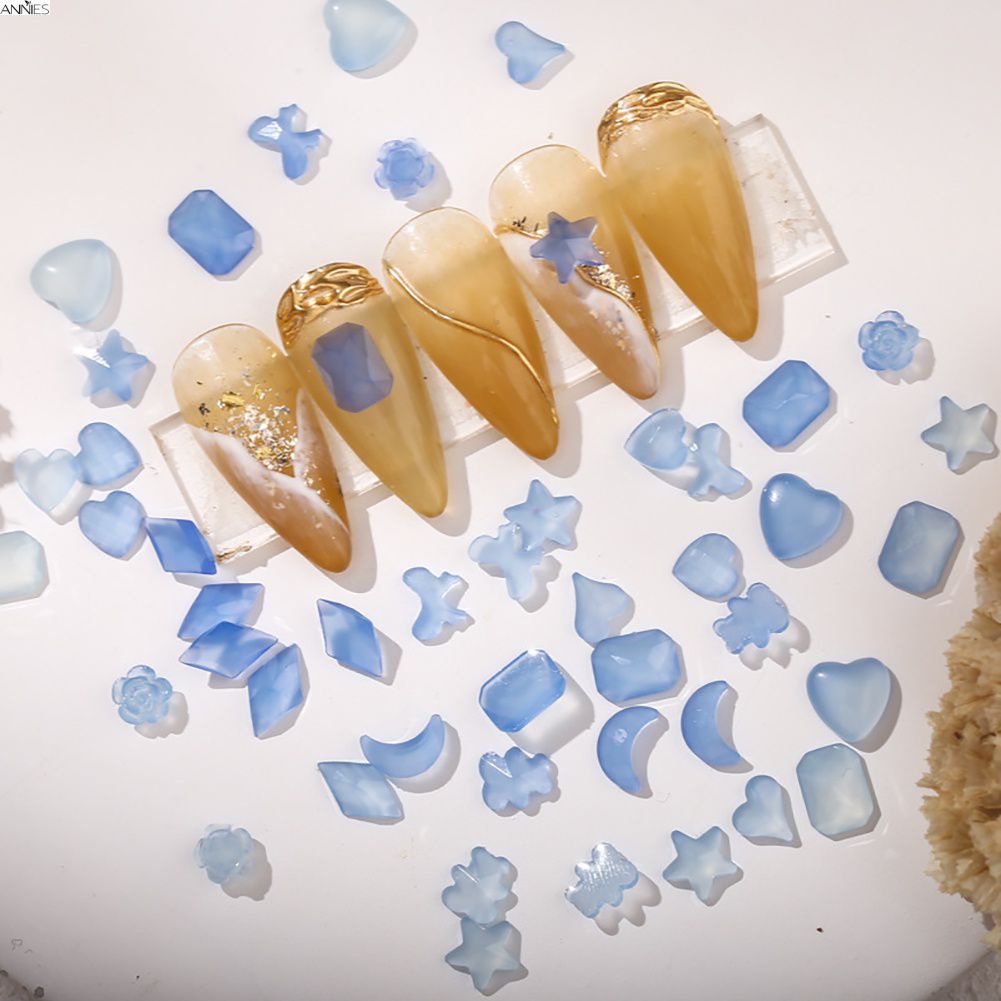 Phụ Kiện Trang Trí Móng Tay Trong Suốt Hình Hoa Đào Gấu Trái Tim Thay Đổi Màu Sáng Thần Kì Mùa Hè Mới Màu Xanh Lam Nhạt Trong Suốt Ma Thuậ