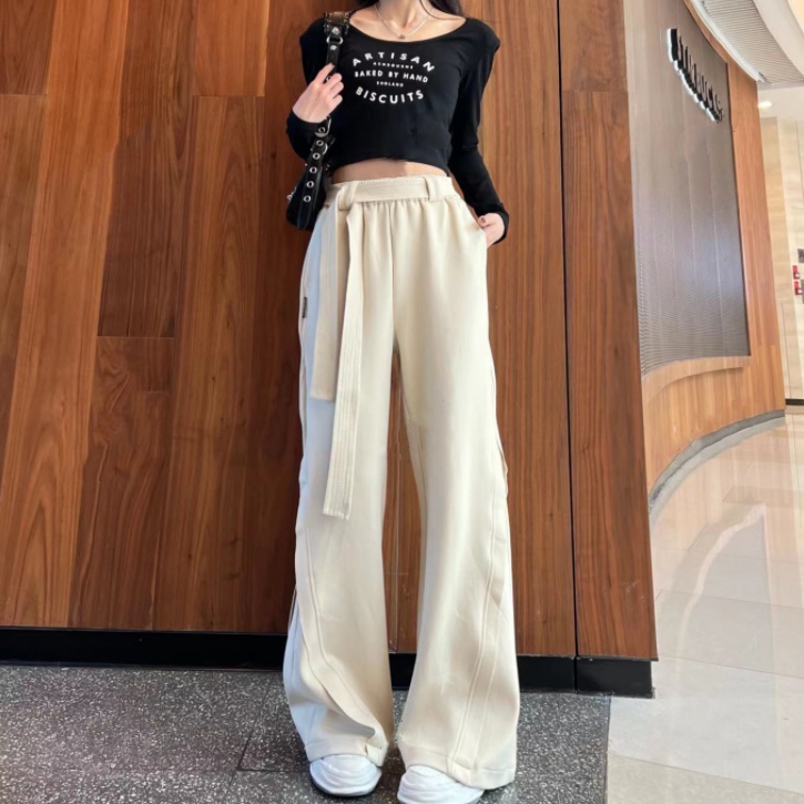 COZOKC COZOK Quần ống rộng Lưng Cao Màu Trơn Hợp Thời Trang