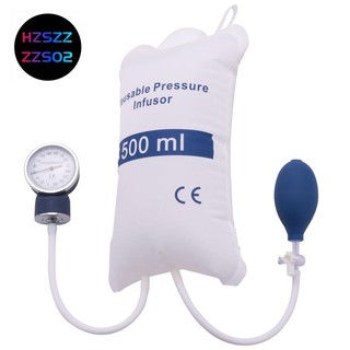 Infusion Pump Pressure Bag 500Ml with Gauge and Hand Pump Ball Reusable Pressure Infusion Bag