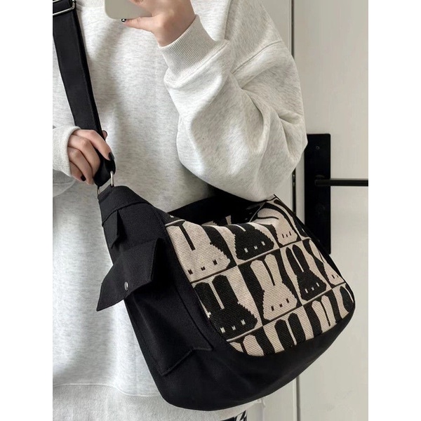 Túi Vải Canvas Họa Tiết Thỏ Thời Trang Cho Nữ