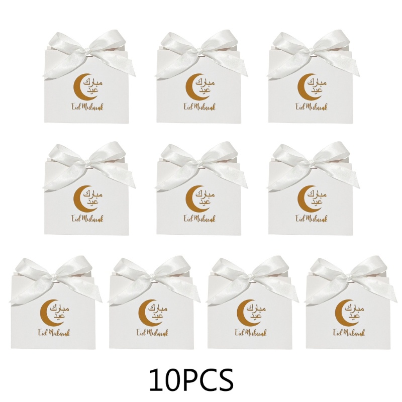 Bộ 10 Hộp Đựng Kẹo Eid Mubarak Kèm Giá Đỡ Đa Năng Tiện Dụng Cho Phòng Khách / Bé Trai / Bé Gái