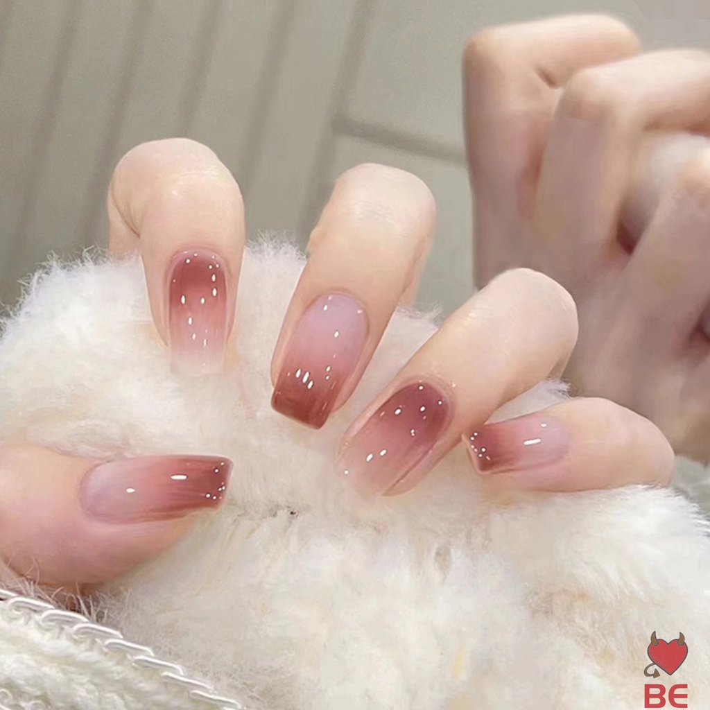 YADORNOS Set 24 Móng Tay Giả Đầu Vuông Màu Sắc gradient Độc Đáo