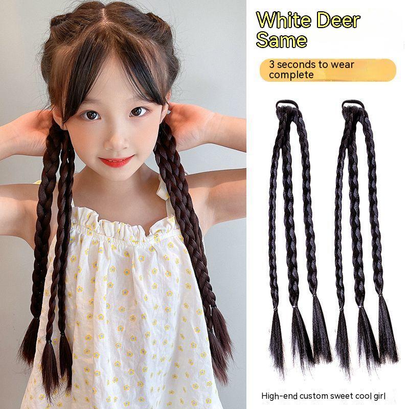 Tóc Giả Thắt Bím Đuôi Ngựa Phong Cách Trung Hoa Thời Trang Năm Mới Dành Cho Trẻ Em