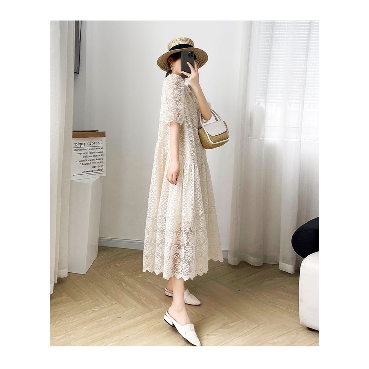 Đầm Nữ Phối Ren Họa Tiết Thêu Xinh Xắn Thời Trang Dành Cho Mùa Hè