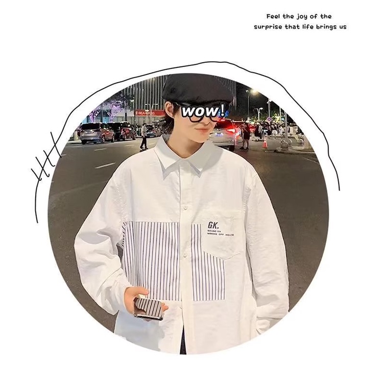 Áo Khoác Sơ Mi Tay Dài Dáng Rộng Thời Trang Xuân Thu Phong Cách Hàn Quốc Cho Nam