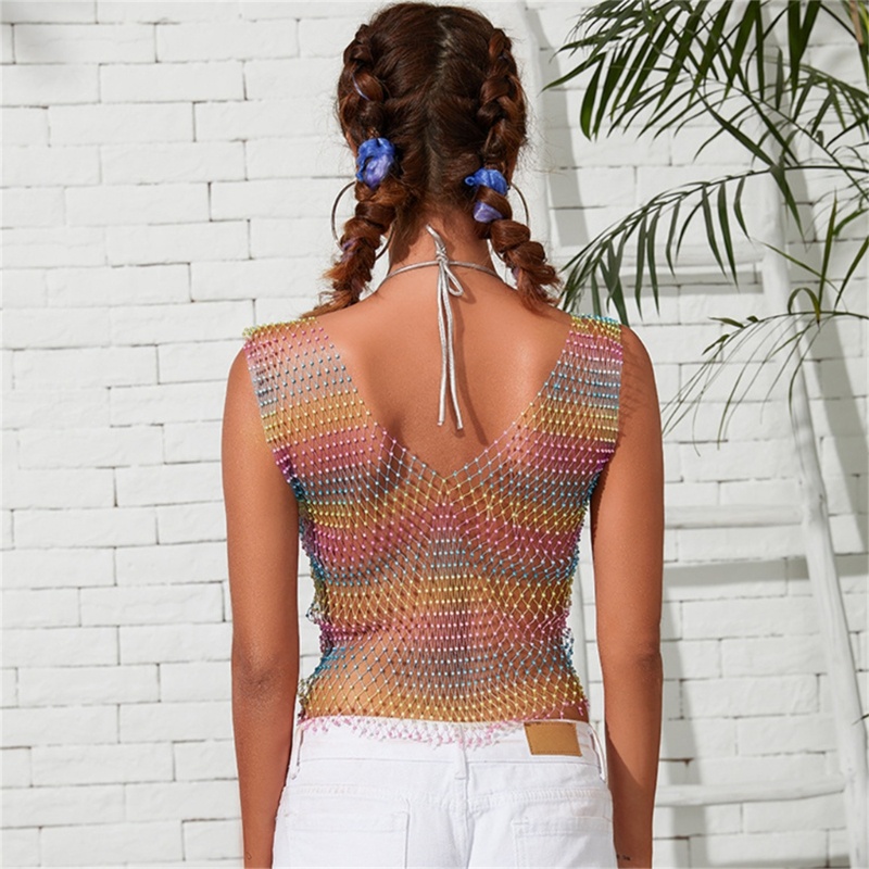 Áo Hai Dây Đính Đá Hở Lưng Quyến Rũ Dành Cho Nữ