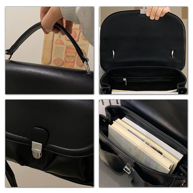 Mischa Túi Đeo Vai Bằng Da PU Mềm Màu Trơn Cỡ Lớn Phong Cách retro Thời Trang