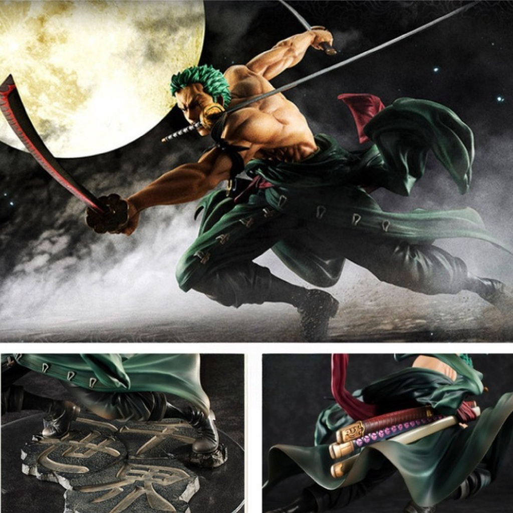 Mô hình Zoro wano trên mái nhà cao 20cm siêu chất, figure one piece để bàn trang trí decor, mô hình anime siêu đẹp